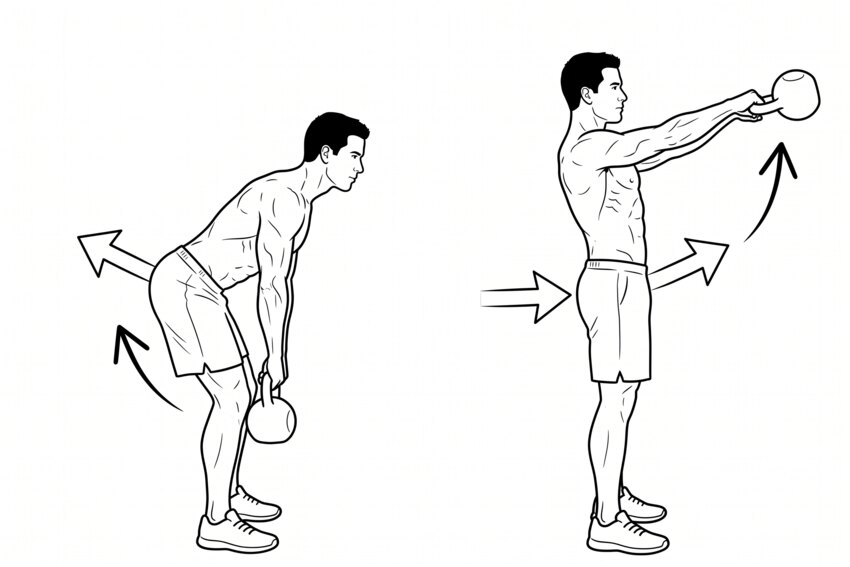 Swing com kettlebell — posição inicial